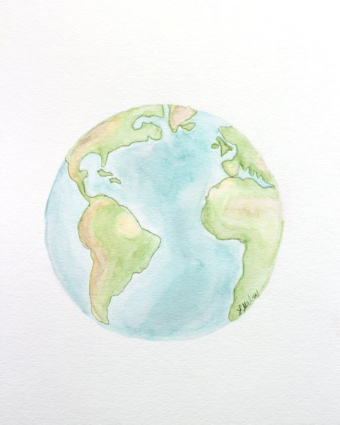 Планета земля акварелью