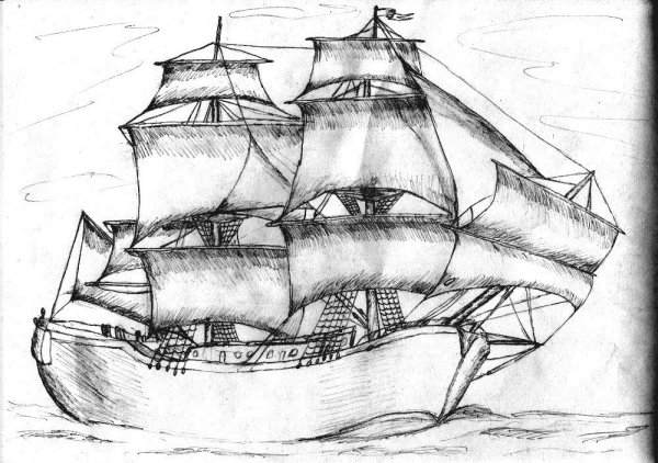 Корабль карандашом