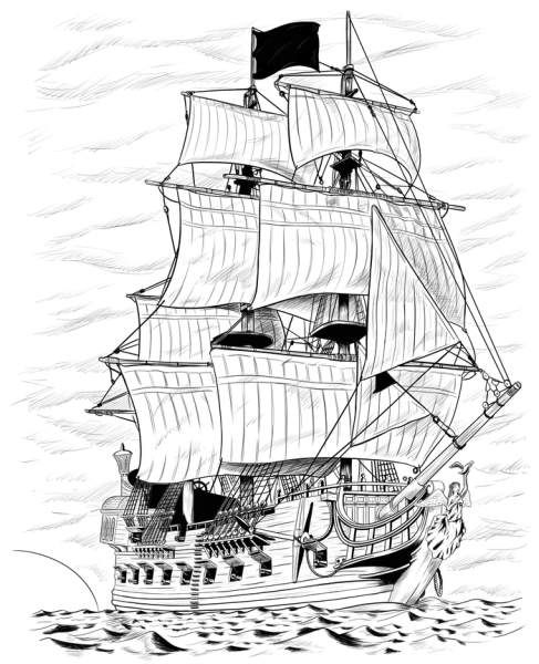 Пираты Карибского моря корабли черная Жемчужина раскраска