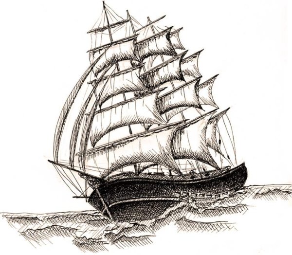 Корабль карандашом