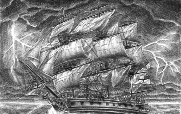 Корабль сверху рисунок