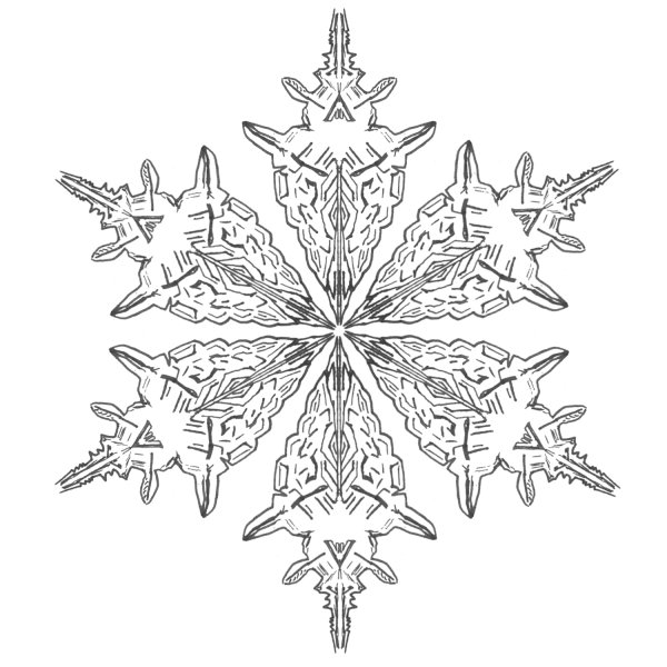 Снежинки карандашом