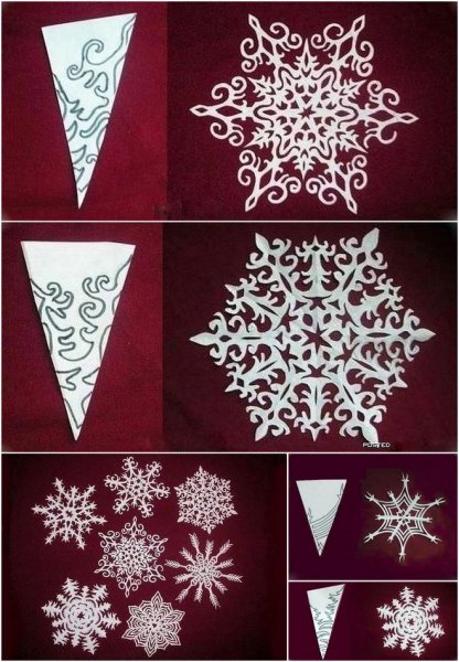 Как вырезать снежинки из бумаги поэтапно