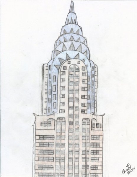 Современные здания карандашом