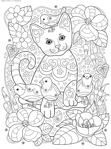 Раскраски антистресс маленькие котики