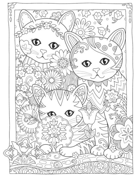 Раскраски сложные котята