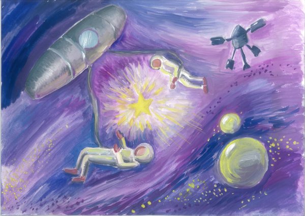 Космос рисунок гуашью