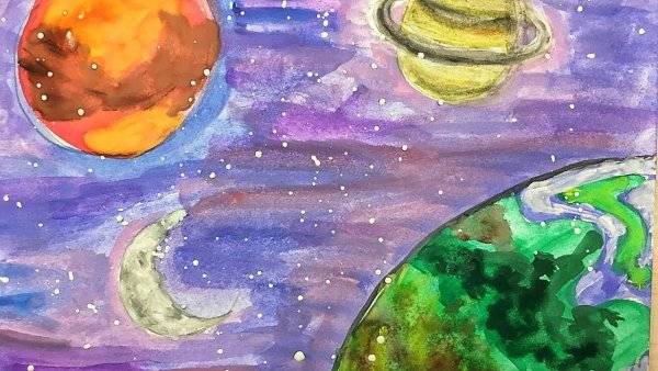 Рисование космический пейзаж