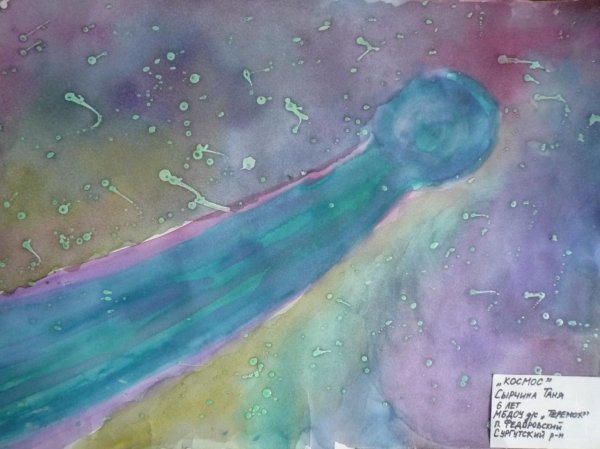 Космос рисунок гуашью смешанный