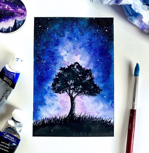 Рисунки на холсте гуашью