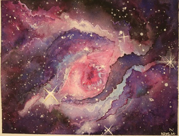 Красивый космос акварелью