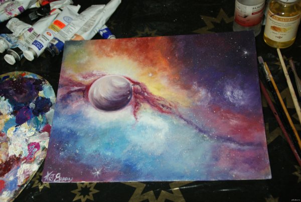 Картина космос красками