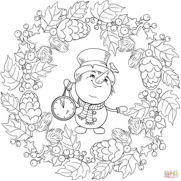 Сложные новогодние раскраски для детей 2021
