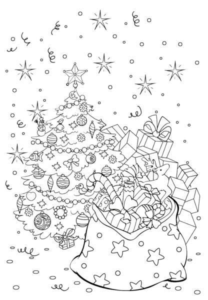 Большие раскраски новый год
