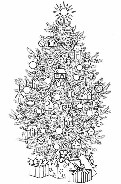 Раскраска Рождество елка