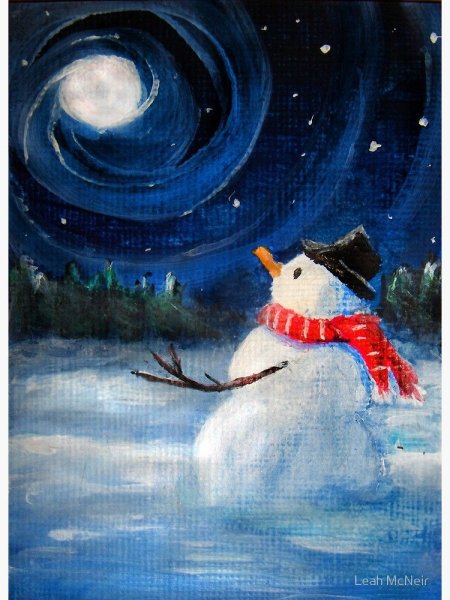 Снеговик гуашью