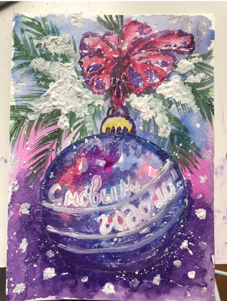 Рисование новогодней открытки