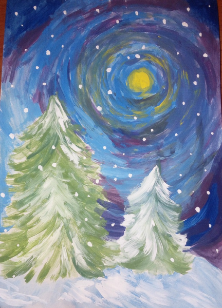 Гуашь новый год рисование