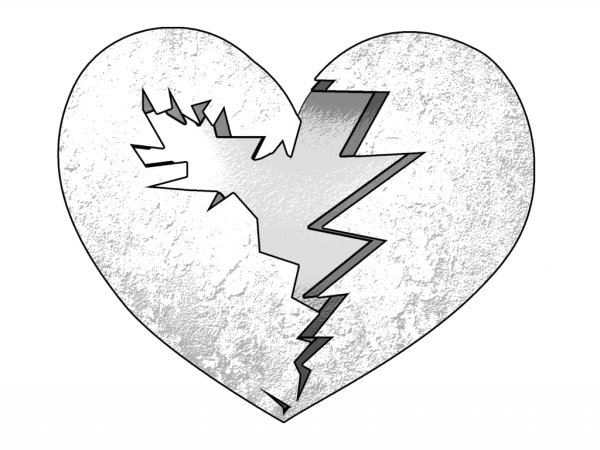 Разбитые сердца карандашом