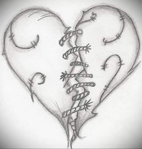 Сердце разбито для срисовки