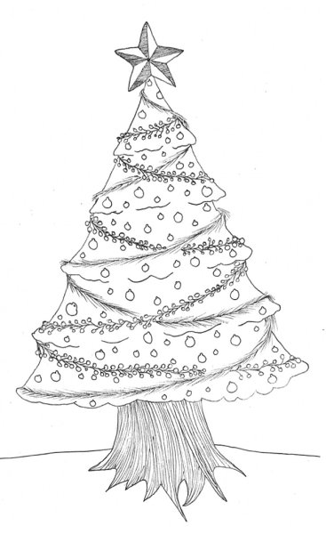 Новогодняя елка карандашом