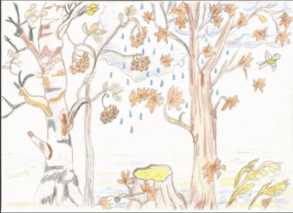 Красота осени карандашом