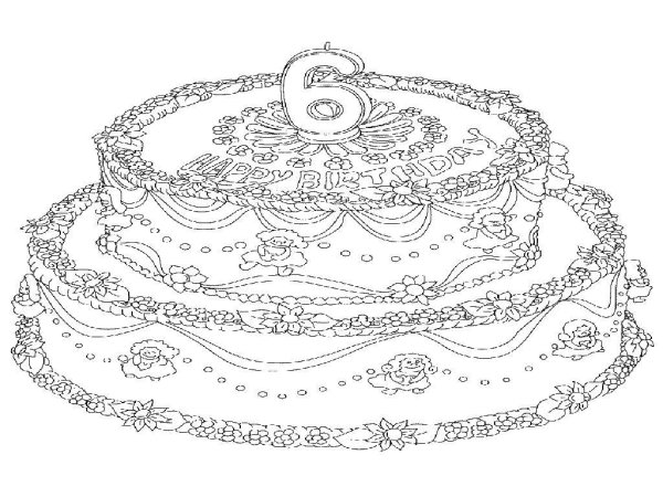 Раскраска торт красивый