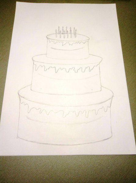 Эскиз торта карандашом