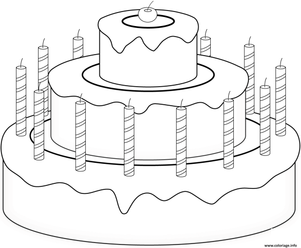 Раскраска именинный торт