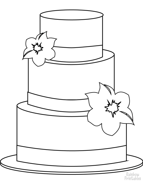 Раскраска свадебный торт