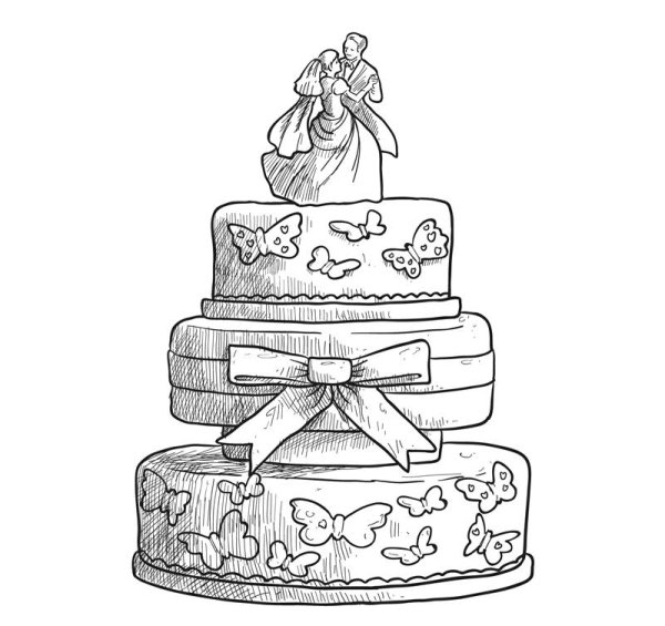 Свадебный торт карандашом