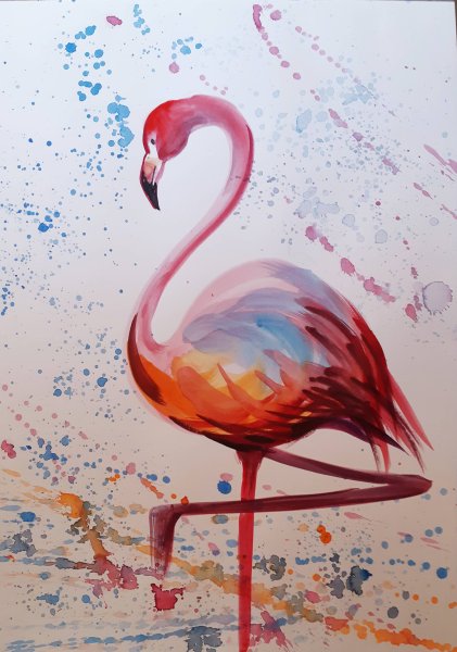 Фламинго гуашью
