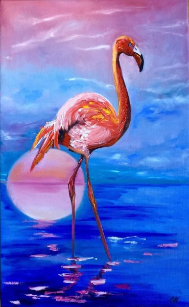 Фламинго живопись масло