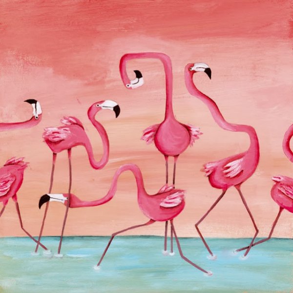 Фламинго гуашью для детей