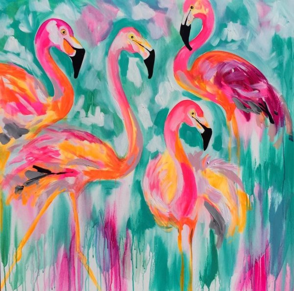 Фламинго красками