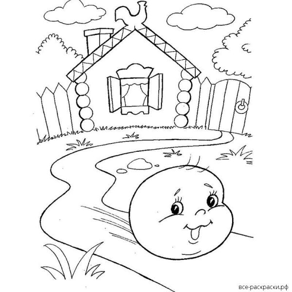 Колобок раскраска для детей