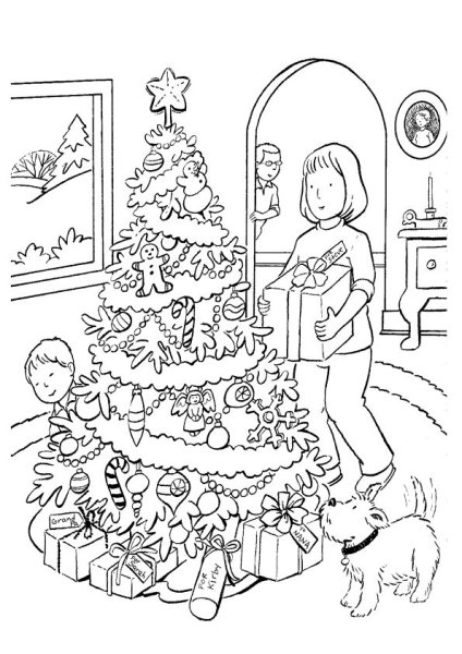 Рождественские раскраски для детей сложные