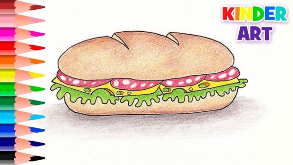 Рисунок бутерброда карандашом
