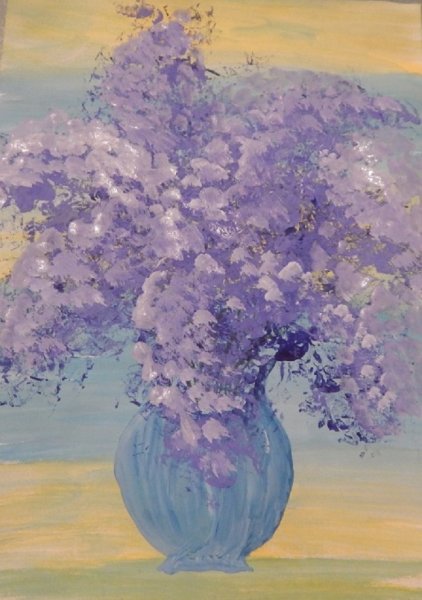 Ветка сирени мятой бумагой