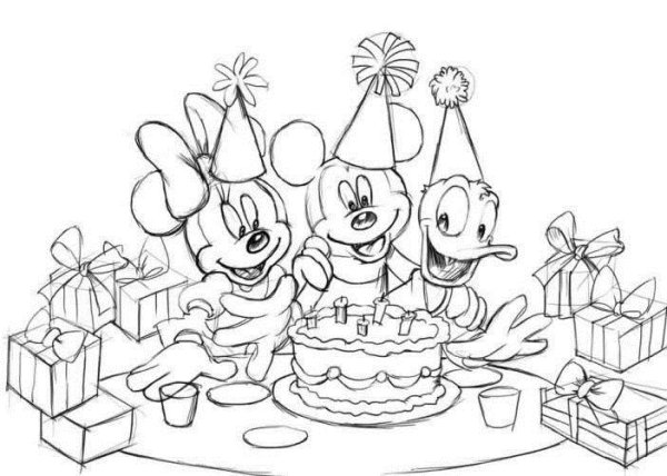 Раскраска торт на день рождения