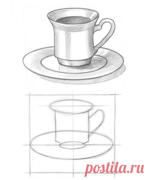 Рисование чашка с блюдцем