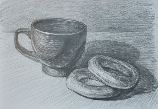 Рисование кружки карандашом