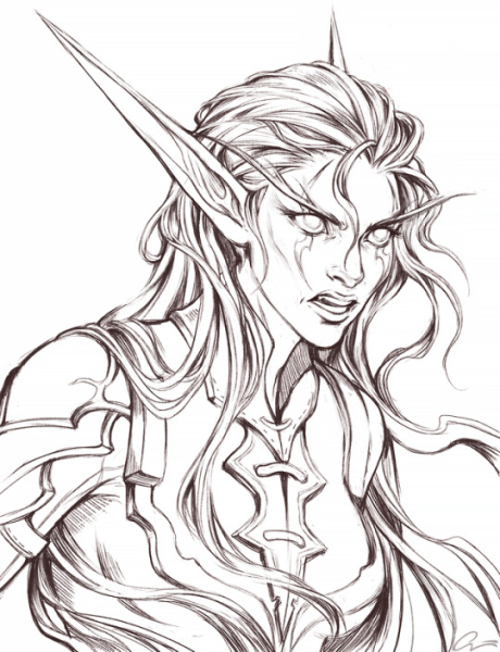 Эльфийка карандашом