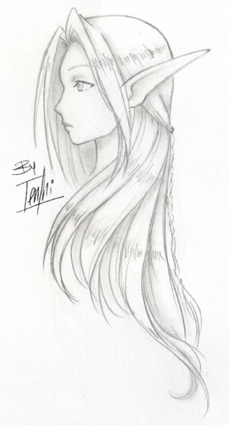 Рисунок Эльф карандашрм