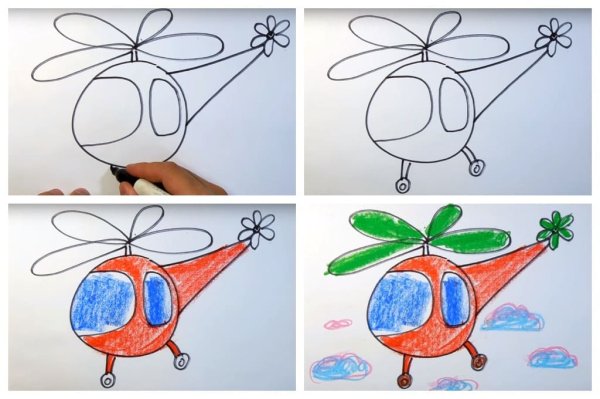 Рисуем вертолет с детьми