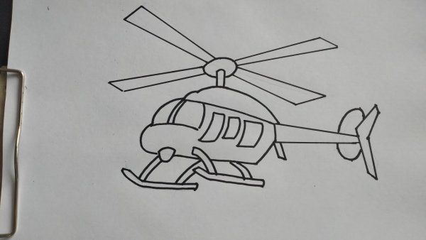 Военный вертолет карандашом