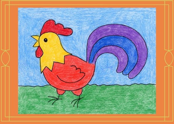 Петушок для рисования детям