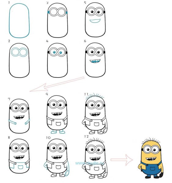 Миньоны пошаговое рисование
