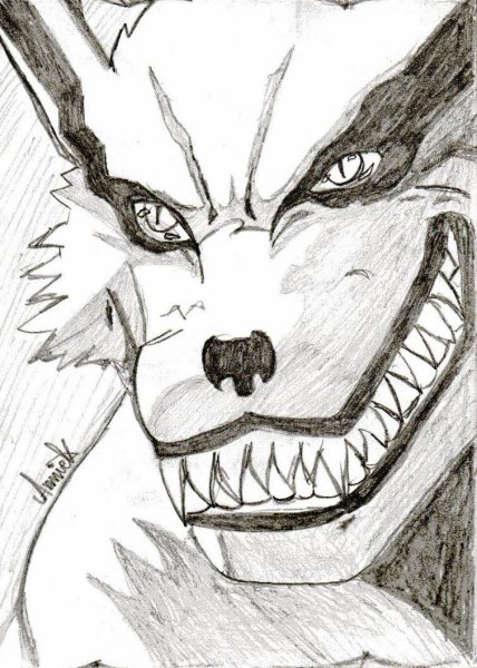 Наруто и курама набросок