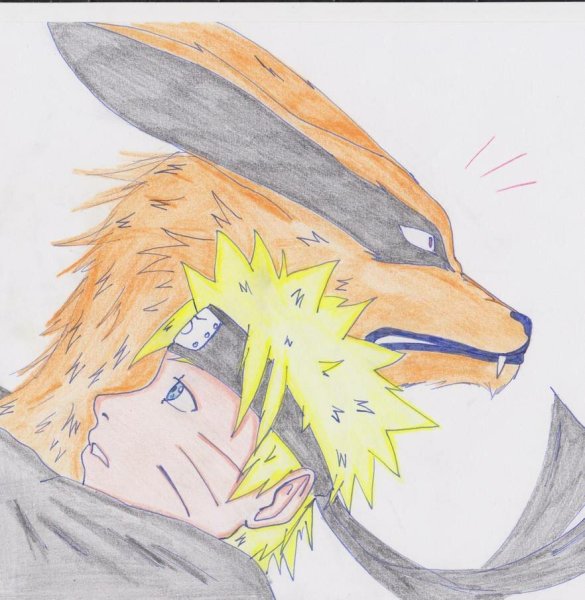 Наруто срисовка Наруто и курама